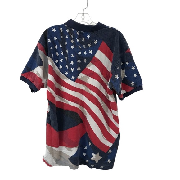 Cotton Traders Sport Polo Golf Shirt Men’s Large Patriotic American USA Flag - Picture 2 of 4